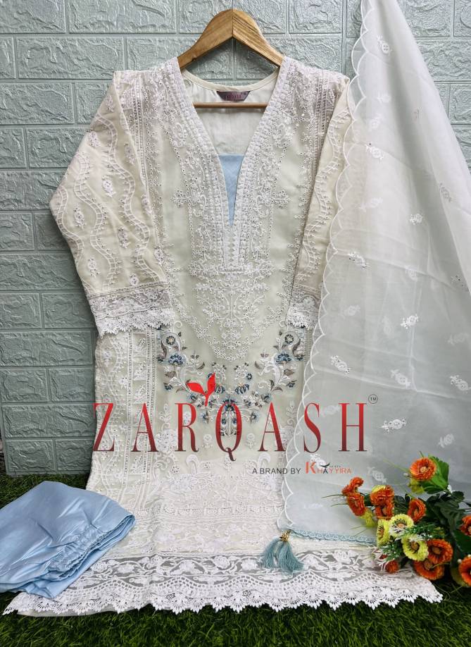Zarqash 202 A To D Organza Embroidery Readymade Pakistani Suits Wholesale Shop In Surat
